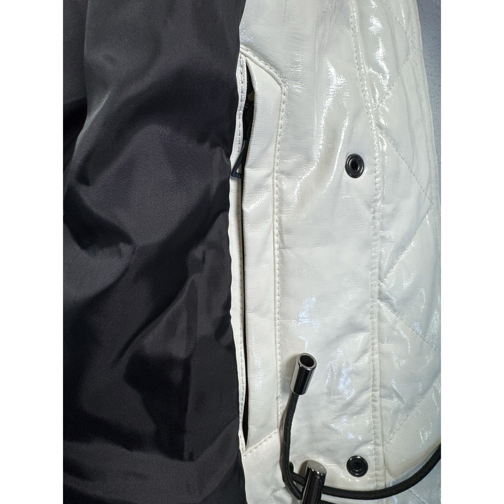 SAM. New York Women's‎ Glossy White Puffer Parka Hooded Fur Trim Size M Vintage - Picture 14 of 14